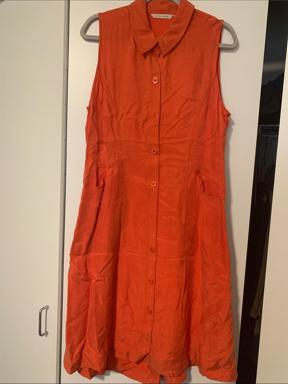 Soft Surroundings Sleeveless Button-Front Orange A-Line Dress